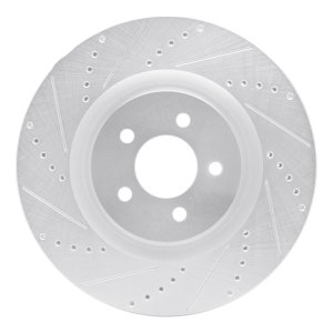 Ford Mustang Brake Rotor (1) - Front Left - R1 Concepts - Drilled & Slotted - Silver - `07-`14 Ford Mustang Brake Rotor (1) - Front Left - R1 Concepts - Drilled & Slotted - Silver - `07-`14
